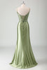 Load image into Gallery viewer, Glitter Sage Mermaid Spaghetti Straps Prom Dress with Appliques