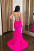 Load image into Gallery viewer, Fuchsia Mermaid Spaghetti Straps Long Prom Dress With Beading