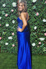 Load image into Gallery viewer, Royal Blue Mermaid Spaghetti Straps Corset Beaded Prom Dress With Slit