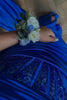 Load image into Gallery viewer, Royal Blue Mermaid Spaghetti Straps Corset Beaded Prom Dress With Slit