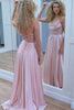 Load image into Gallery viewer, A Line Pink Spaghetti Straps Corset Prom Dress With Appliques