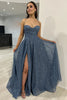 Load image into Gallery viewer, A Line Tero Spaghetti Straps Corset Long Prom Dress With Slit