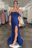 Load image into Gallery viewer, Navy Mermaid Off The Shoulder Prom Dress With Beading