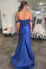 Load image into Gallery viewer, Navy Mermaid Off The Shoulder Prom Dress With Beading