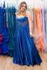 Load image into Gallery viewer, Royal Blue A Lline Spaghetti Straps Corset Slit Prom Dress With Beading