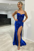 Load image into Gallery viewer, Sparkly Royal Blue Mermaid Spaghetti Straps Long Prom Dress With Appliques