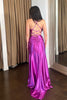 Load image into Gallery viewer, Purple Mermaid Spaghetti Straps Lace Up Prom Dress With Slit