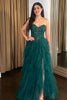 Load image into Gallery viewer, A Line Dark Green Sweetheart Tiered Long Prom Dress With Beading