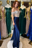 Load image into Gallery viewer, Sparkly Navy Beaded Long Prom Dress with Fringes