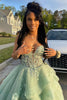 Load image into Gallery viewer, Princess Sage Corset A Line Long Prom Dress with Appliques