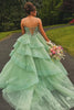 Load image into Gallery viewer, Princess Sage Corset A Line Long Prom Dress with Appliques