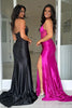 Load image into Gallery viewer, Black Corset V-Neck Halter Long Prom Dress with Slit