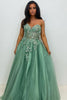 Load image into Gallery viewer, Sparkly Sage Corset Strapless Long Prom Dress with Appliques