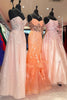 Load image into Gallery viewer, Sparkly Orange Corset Mermaid Long Prom Dress with Appliques