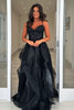 Load image into Gallery viewer, Sparkly Black Tiered Corset Long Prom Dress with Lace Up