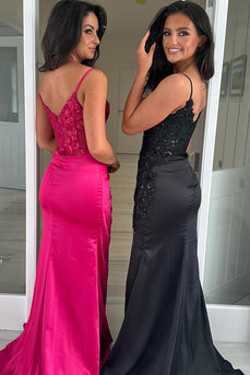 Sparkly Black Corset Long Prom Dress with Appliques