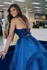 Load image into Gallery viewer, Sparkly Blue Corset A Line Long Prom Dress with Appliqued