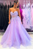 Load image into Gallery viewer, Sparkly Lilac Strapless Corset A Line Long Prom Dress