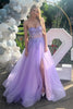 Load image into Gallery viewer, Sparkly Lilac Strapless Corset A Line Long Prom Dress