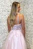 Load image into Gallery viewer, Sparkly Pink A Line Floral Long Prom Dress with Appliques