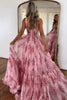 Load image into Gallery viewer, Sparkly Pink A Line Spaghetti Straps Floral Prom Dress