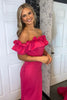 Load image into Gallery viewer, Fuchsia Off The Shoulder Mermaid Prom Dress with Ruffles