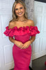 Load image into Gallery viewer, Fuchsia Off The Shoulder Mermaid Prom Dress with Ruffles