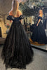 Load image into Gallery viewer, Glitter Black Corset A-Line Long Prom Dress