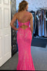 Load image into Gallery viewer, Sparkly Fuchsia One Shoulder Mermaid Long Prom Dress