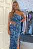 Load image into Gallery viewer, Sparkly Sky Blue Sequined Cutout Long Prom Dress