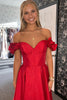 Load image into Gallery viewer, Red Ruffled Corset Off The Shoulder Long Prom Dress