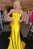 Load image into Gallery viewer, Yellow Strapless Mermaid Pleated Long Prom Dress