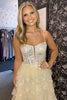 Load image into Gallery viewer, Sparkly Beige Corset Tiered Long Prom Dress with Slit