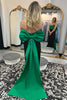 Load image into Gallery viewer, Black Green Mermaid Strapless Long Prom Dress with Bow