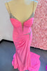 Load image into Gallery viewer, Sparkly Fuchsia Corset Ruched Long Prom Dress with Beading