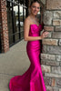 Load image into Gallery viewer, Sparkly Fuchsia Strapless Mermaid Prom Dress With Bowknot