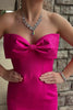 Load image into Gallery viewer, Sparkly Fuchsia Strapless Mermaid Prom Dress With Bowknot