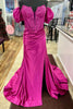 Load image into Gallery viewer, Fuchsia Mermaid Corset Off The Shoulder Long Prom Dress with Slit