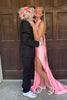 Load image into Gallery viewer, Pink Mermaid Halter Backless Long Satin Prom Dress with Slit