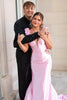 Load image into Gallery viewer, Pink Mermaid Floral Backless Long Satin Prom Dress