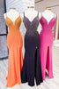 Load image into Gallery viewer, Sparkly Black Beaded Spaghetti Straps Long Prom Dress with Slit