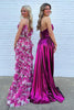 Load image into Gallery viewer, Sparkly Fuchsia Strapless A Line Prom Dresses With Slit