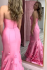 Load image into Gallery viewer, Pink Mermaid Strapless 3D Flowers Long Prom Dress with Slit