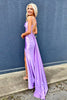 Load image into Gallery viewer, Lilac Mermaid Corset Spaghetti Straps Long Satin Prom Dress with Slit