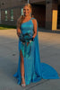 Load image into Gallery viewer, Sparkly Blue Sequin One Shoulder Long Prom Dress with Slit