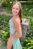 Load image into Gallery viewer, Sparkly Sage Beaded One Shoulder Long Prom Dress with Slit