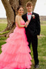 Load image into Gallery viewer, Light Pink Strapless A Line Tiered Long Tulle Prom Dress