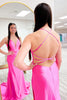 Load image into Gallery viewer, Fuchsia Mermaid Spaghetti Straps Long Satin Prom Dress with Slit