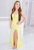 Load image into Gallery viewer, Floral Yellow Spaghetti Straps Long Corset Prom Dress with Slit