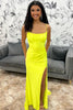 Load image into Gallery viewer, Yellow Mermaid Spaghetti Straps Long Prom Dress with Slit